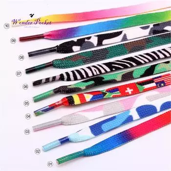 Wonder Pocket 50/80/100/120 см камуфляжные полоски красочные шнурки для кроссовок плоские шнурки для обуви 50cm2#