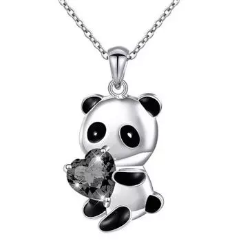 Wonderful Beaded Long Chain Necklace Panda Lovely Pendant Sweater Women Present ADM