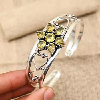 Wonderful Citrine Gemstone 925 Sterling Silver Jewelry Handmade Lavish Bracelet For Women