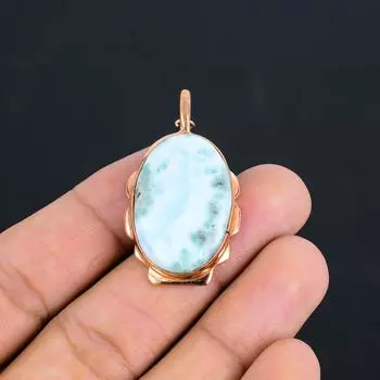 Чудесный ларимар драгоценный камень медь ювелирное изделие ручной работы кулон для нее 1.85 Inches синий