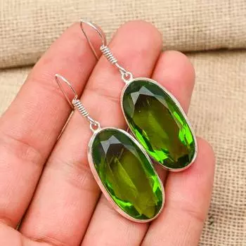 Wonderful Peridot Gemstone Handmade 925 Solid Sterling Silver Women Jewelry Earring