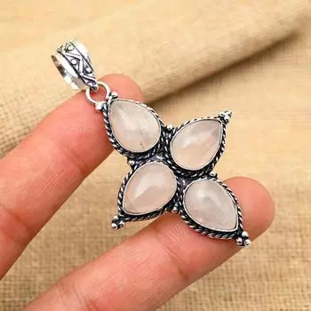 Wonderful Rose Quartz Gemstone Handmade 925 Sterling Silver Jewelry Pendant