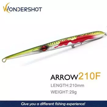 Wondershot D12 ARROW 210F Плавающая приманка-карандаш, воблеры 210 мм/30 г, длинная приманка для заброса, приманки для ловли морского окуня, 2021 г.