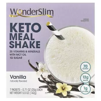 WonderSlim, Keto Meal Shake, ваниль, 7 упаковок, 0,71 унции (20 г) каждый