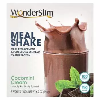 WonderSlim, пшеничный коктейль, кокосово-мятный крем, 7 упаковок по 28 г каждая