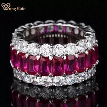 Wong Rain, 100% серебро 925 пробы, AAAAA, цирконы, драгоценный камень, свадебное обручальное элегантное винтажное кольцо для женщин, ювелирные изделия