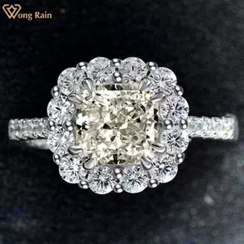 Wong Rain, 100% серебро 925 пробы, G-цвет, ледяная дробленая огранка, цирконы AAAAA, драгоценный камень, регулируемые кольца для свадьбы и помолвки, ювелирные изделия