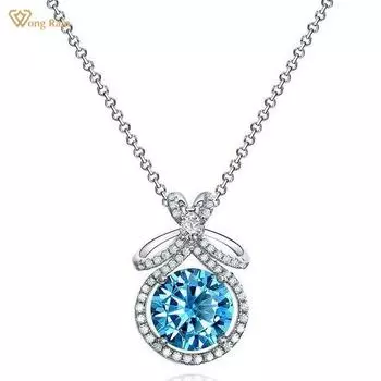 Wong Rain, 100% серебро 925 пробы, круглая огранка, 10 мм, цирконы AAAAA, драгоценный камень, юбилейная вечеринка, женское ожерелье с подвеской, ювелирные изделия