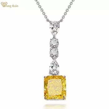 Wong Rain, 100% серебро 925 пробы, ледяная дробленая огранка AAAAA, цирконы, драгоценный камень, подвеска для свадебной вечеринки, ожерелье, ювелирные изделия