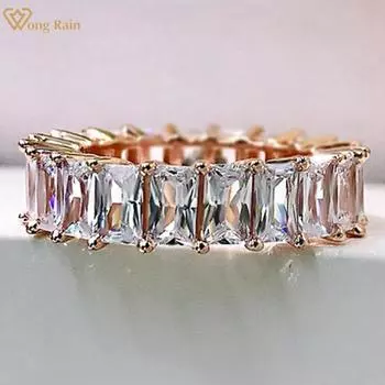 Wong Rain, 100% серебро 925 пробы, огранка принцессы, 3*5 мм, AAAAA, цирконы, драгоценный камень, кольцо для пары, ювелирные изделия, подарки на день рождения