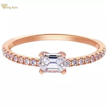 Wong Rain, 100% стерлинговое серебро 925 пробы, изумрудная огранка, цирконы AAAAA, свадебное обручальное кольцо, ювелирные изделия, подарки подруге