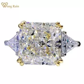Wong Rain 100% стерлинговое серебро 925 пробы 10*10 мм G цвет AAAAA цирконы драгоценный камень свадебное обручальное кольцо для женщин ювелирные изделия