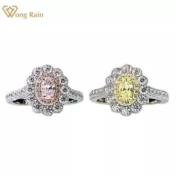 Wong Rain, 100% стерлинговое серебро 925 пробы, овальная огранка, цирконы AAAAA, драгоценный камень, обручальные, винтажные кольца для пары, изящные ювелирные изделия, подарок