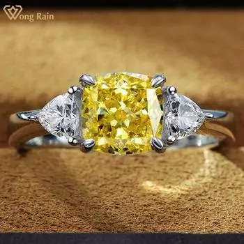 Wong Rain, 100% стерлинговое серебро 925 пробы, измельченный лед, AAAAA, цирконы, драгоценный камень, свадебное обручальное кольцо для женщин, ювелирные изделия