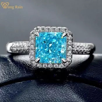 Wong Rain, 100% стерлинговое серебро 925 пробы, ледяная огранка AAAAA, цирконы, драгоценный камень, свадебное, помолвочное, модное женское кольцо, ювелирные изделия