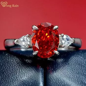 Wong Rain, 100% стерлинговое серебро 925 пробы, измельченный лед, AAAAA, цирконы, драгоценный камень, свадебная вечеринка, открытое регулируемое кольцо для женщин, ювелирные изделия