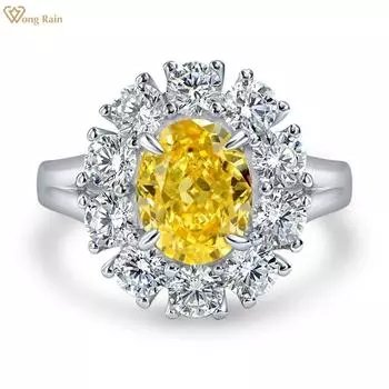 Wong Rain, 100% стерлинговое серебро 925 пробы, измельченный лед, 7*9 мм, цирконы AAAAA, драгоценный камень, свадебное обручальное ювелирное изделие, открытое регулируемое кольцо