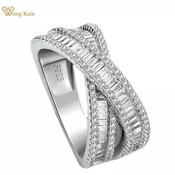 Wong Rain, 100% стерлинговое серебро 925 пробы, крест AAAAA, цирконы, драгоценный камень, ювелирные изделия, базовое кольцо унисекс, обручальное кольцо, подарки