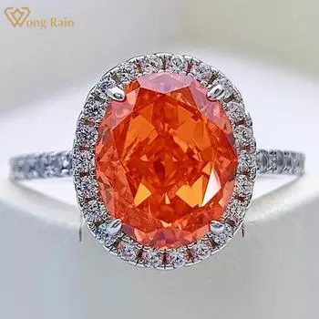 Wong Rain, 100% стерлинговое серебро 925 пробы, овальная огранка, AAAAA, цирконы, драгоценный камень для помолвки, вечерние, винтажное женское кольцо, ювелирные изделия, подарки