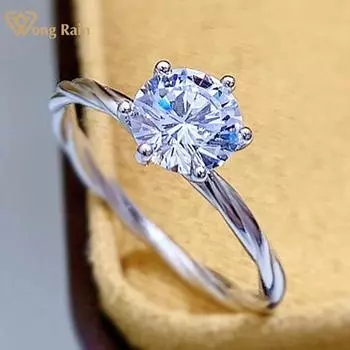 Wong Rain, 100% стерлинговое серебро 925 пробы, круглая огранка, 0,8 карата, цирконы AAAAA, драгоценный камень, свадебное обручальное кольцо для женщин, ювелирные изделия