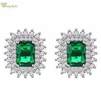 Wong Rain, 100% стерлинговое серебро 925 пробы, 5*7 мм, AAAAA, цирконы, драгоценный камень, ювелирные изделия, винтажные серьги-гвоздики для женщин