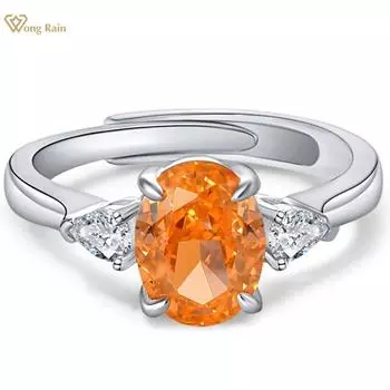 Wong Rain, 100% стерлинговое серебро 925 пробы, овальная огранка, цирконы AAAAA, драгоценный камень, свадебное обручальное ювелирное изделие, открытое регулируемое кольцо, подарок