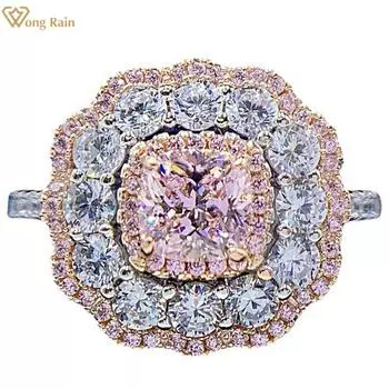 Wong Rain, 100% стерлинговое серебро 925 пробы, 2 карата, цирконы, драгоценный камень, свадебное обручальное кольцо для женщин, ювелирные изделия, подарок