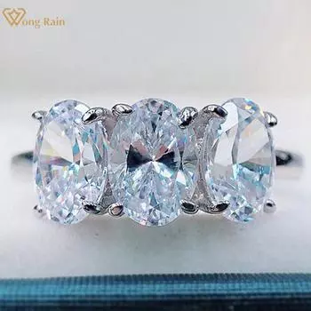 Wong Rain 100% стерлинговое серебро 925 пробы овальной огранки AAAAA цирконы драгоценный камень свадебное обручальное простое кольцо для женщин изящные ювелирные изделия
