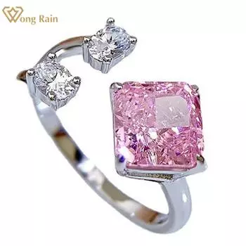 Wong Rain, 100% стерлинговое серебро 925 пробы, измельченный лед, AAAAA, цирконы, драгоценный камень, вечерние, открытое кольцо для женщин, ювелирные изделия, подарки