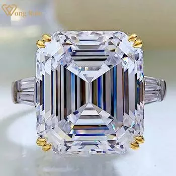 Wong Rain, 100% стерлинговое серебро 925 пробы, огранка Asscher, 13*15 мм, AAAAA, цирконы, драгоценный камень, кольцо для женщин, обручальные ювелирные изделия, подарки