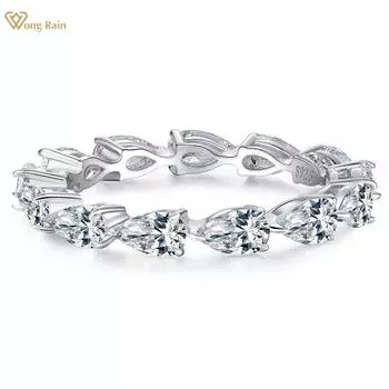 Wong Rain, 100% стерлинговое серебро 925 пробы, грушевидная огранка AAAAA, цирконы, драгоценный камень, кольцо для женщин, ювелирные изделия, обручальное кольцо, подарок на годовщину