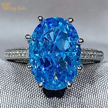 Wong Rain, 100% стерлинговое серебро 925 пробы, измельченный лед, 10*14 мм, AAAAA, цирконы, драгоценные камни, обручальные кольца, ювелирные изделия, подарки