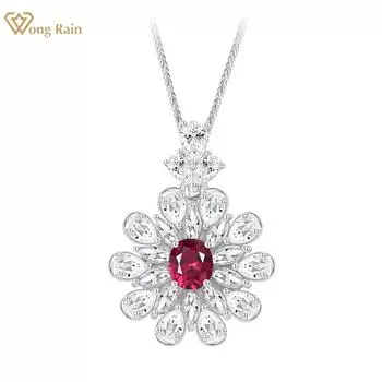 Wong Rain 100% стерлинговое серебро 925 пробы 6*7 мм овальной огранки 0,8 карата AAAAA цирконы драгоценный камень цветок кулон ожерелье ювелирные изделия подарки на годовщину