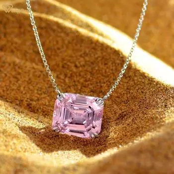 Wong Rain, 100% стерлинговое серебро 925 пробы, огранка Asscher, 14*16 мм, AAAAA, цирконы, драгоценный камень, свадебное обручальное ожерелье, ювелирные изделия