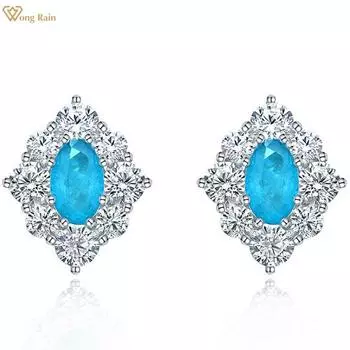 Wong Rain, 100% стерлинговое серебро 925 пробы, овальная огранка, 6*9 мм, AAAAA, цирконы, драгоценный камень, свадебная вечеринка, женские серьги-гвоздики, ювелирные украшения