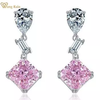 Wong Rain, 100% стерлинговое серебро 925 пробы, измельченный лед, AAAAA, цирконы, драгоценный камень, висячие серьги для женщин, ювелирные изделия-шпильки