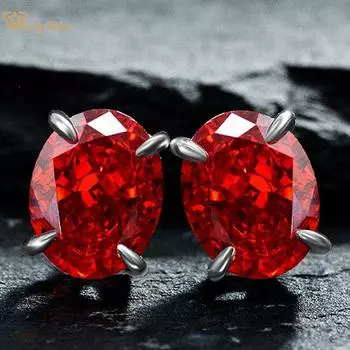 Wong Rain, 100% стерлинговое серебро 925 пробы, овальной огранки, цирконы AAAAA, драгоценный камень, вечерние простые серьги-гвоздики, серьги-гвоздики, ювелирные изделия, подарок