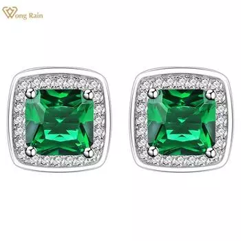 Wong Rain, 100% стерлинговое серебро 925 пробы, 6 мм, AAAAA, цирконы, драгоценные камни, ювелирные изделия, винтажные серьги-гвоздики для женщин