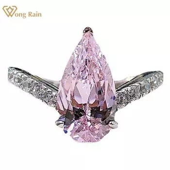 Wong Rain, 100% стерлинговое серебро 925 пробы, грушевидная огранка, 7*13 мм, AAAAA, цирконы, драгоценный камень, свадебное обручальное кольцо для женщин, ювелирные изделия, подарки