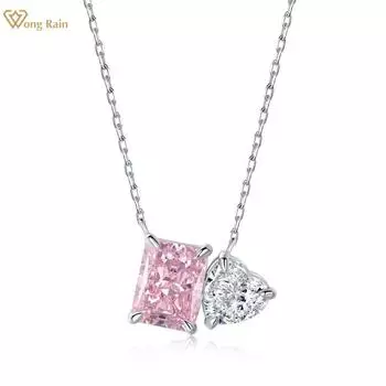 Wong Rain, 100% стерлинговое серебро 925 пробы, измельченный лед, 6*8 мм, AAAAA, цирконы, драгоценный камень, кулон, ожерелье, свадебная вечеринка, изысканные ювелирные изделия для женщин, подарок