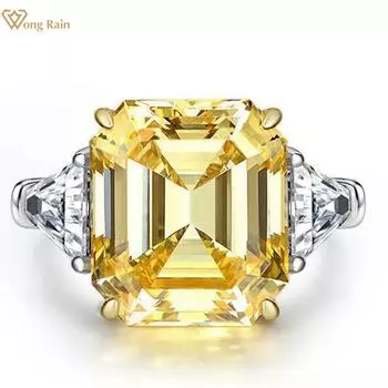 Wong Rain, 100% стерлинговое серебро 925 пробы, огранка AAAAA, цирконы, драгоценный камень, свадебное, помолвочное, коктейльное, женское кольцо, ювелирные изделия