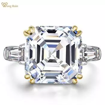 Wong Rain, 100% стерлинговое серебро 925 пробы, огранка Asscher 14 CT, AAAAA, цирконы, драгоценный камень, свадебное обручальное кольцо, ювелирное изделие, подарок