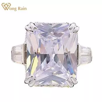 Wong Rain, 100% стерлинговое серебро 925 пробы, огранка принцессы, 12*10 мм, цирконы AAAAA, драгоценный камень, свадебное обручальное женское кольцо, ювелирные изделия