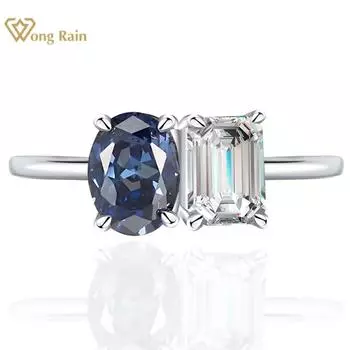 Wong Rain, 100% стерлинговое серебро 925 пробы, овальная изумрудная огранка, AAAAA, цирконы, драгоценный камень, тонкое кольцо для женщин, ювелирные изделия для свадебной вечеринки, подарки на годовщину