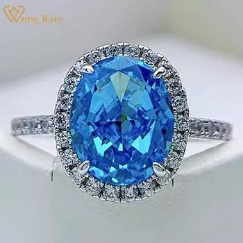 Wong Rain, 100% стерлинговое серебро 925 пробы, овальный AAAAA, цирконы, драгоценный камень, свадебная вечеринка, винтажное кольцо для женщин, ювелирные изделия, подарки