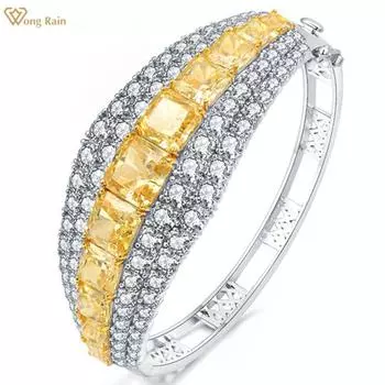 Wong Rain 100% Стерлинговое Серебро 925 пробы Роскошная Мозаика AAAAA Цирконы Драгоценный Камень Вечерние Богемия Женский Браслет Ювелирные Изделия Браслеты Подарок