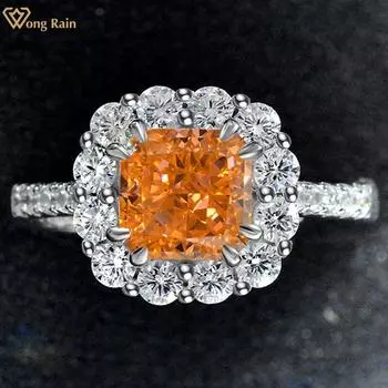 Wong Rain 100% стерлингового серебра 925 пробы ледяной огранки AAAAA цирконы драгоценный камень свадебные обручальные регулируемые кольца ювелирные изделия