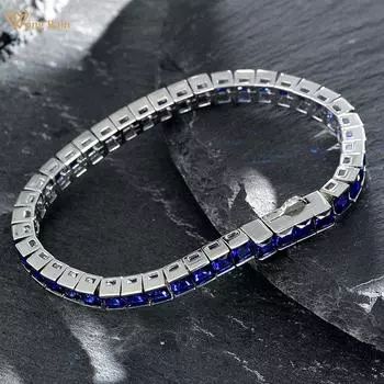 Wong Rain 100% стерлингового серебра 925 пробы AAAAA цирконы драгоценный камень браслет для женщин ювелирные изделия подарок