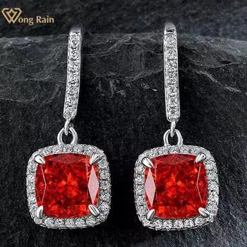Wong Rain 100% стерлингового серебра 925 пробы ледяной огранки AAAAA цирконы драгоценный камень свадебная вечеринка висячие серьги ювелирные изделия