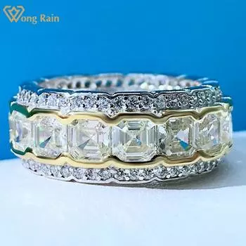 Wong Rain, 100% винтажное кольцо из стерлингового серебра 925 пробы, огранка AAAAA, цирконы, драгоценный камень, обручальное кольцо, ювелирные изделия